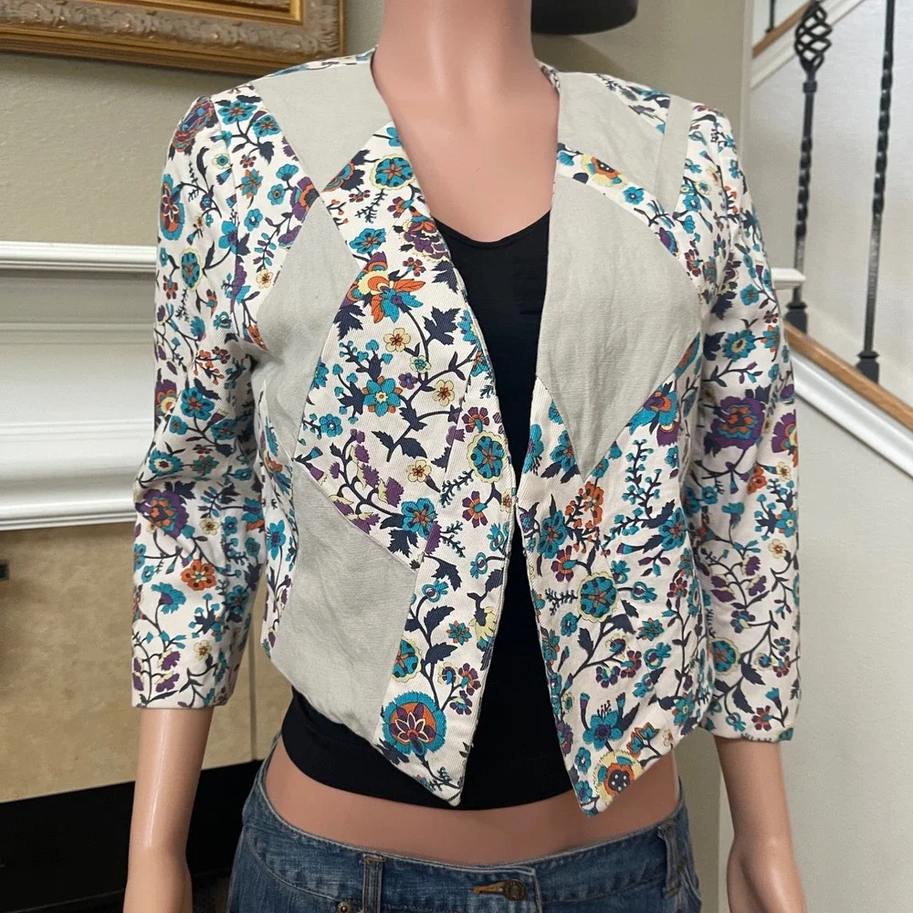Elevenses patchwork blazer jacket,‎ Sz. 10 cottagecore, boho, cotton, whimsy